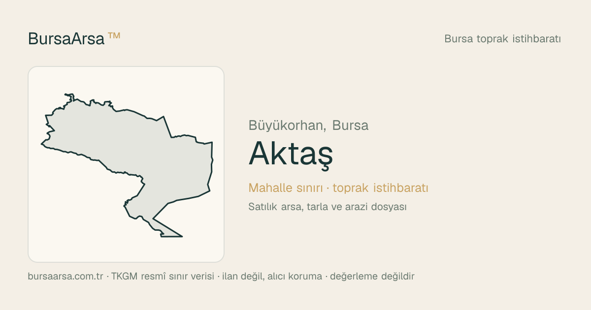 Aktaş (Büyükorhan) mahalle sınırı, TKGM kadastro verisi