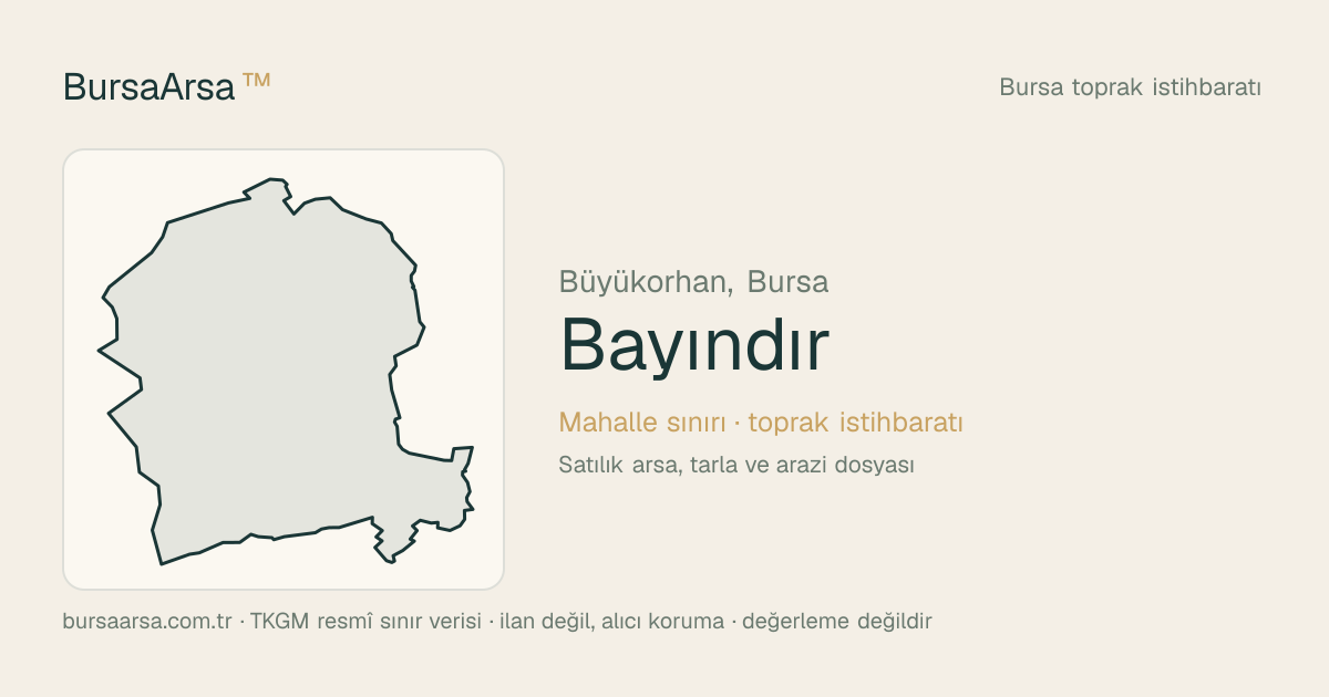 Bayındır (Büyükorhan) mahalle sınırı, TKGM kadastro verisi