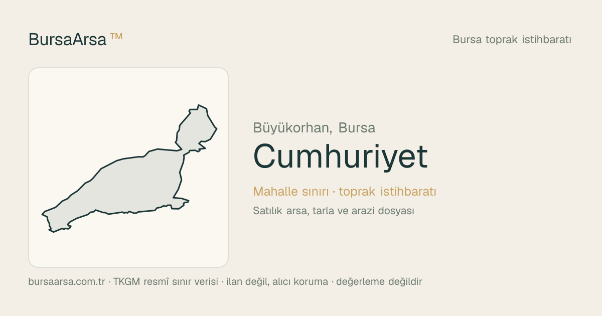 Cumhuriyet (Büyükorhan) mahalle sınırı, TKGM kadastro verisi