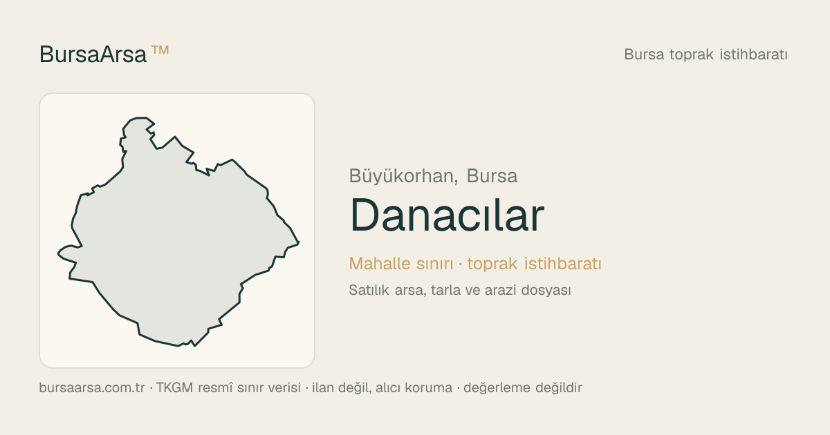 Danacılar (Büyükorhan) mahalle sınırı, TKGM kadastro verisi