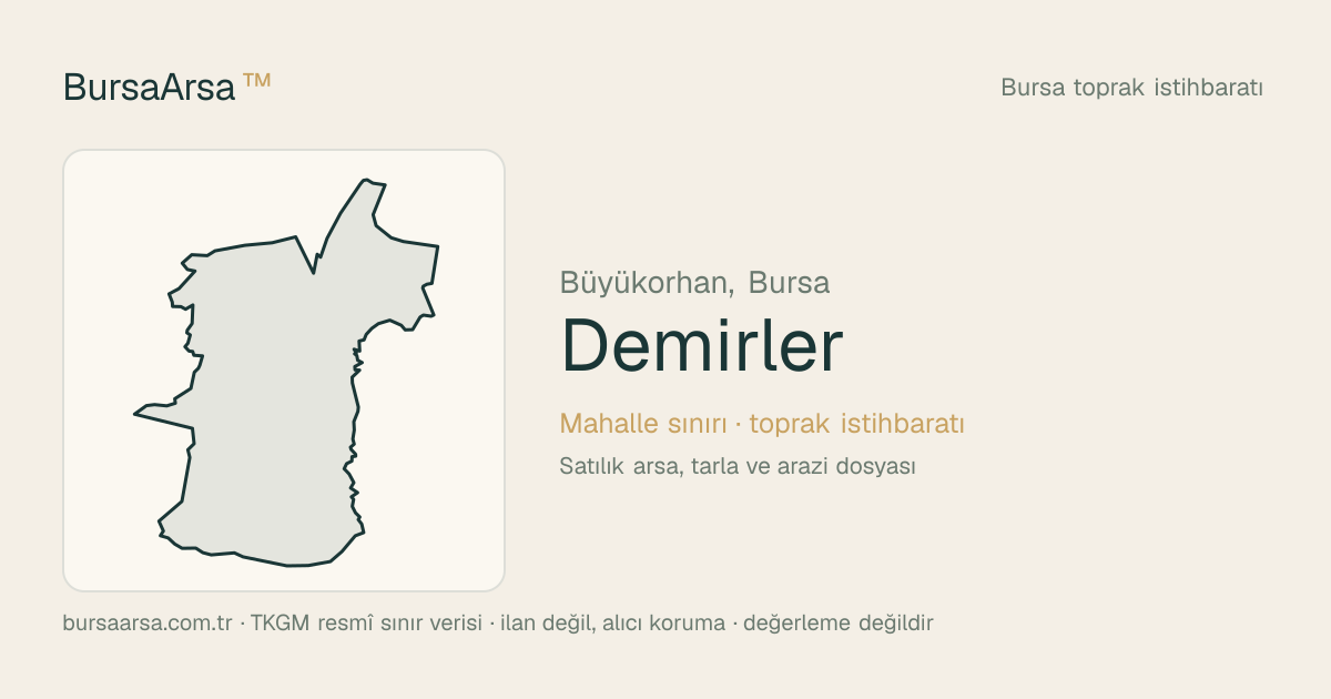 Demirler (Büyükorhan) mahalle sınırı, TKGM kadastro verisi