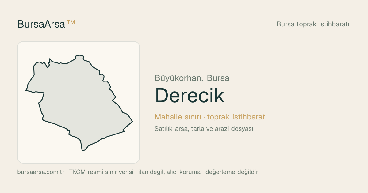 Derecik (Büyükorhan) mahalle sınırı, TKGM kadastro verisi