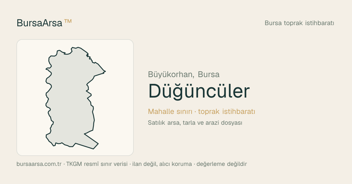 Düğüncüler (Büyükorhan) mahalle sınırı, TKGM kadastro verisi