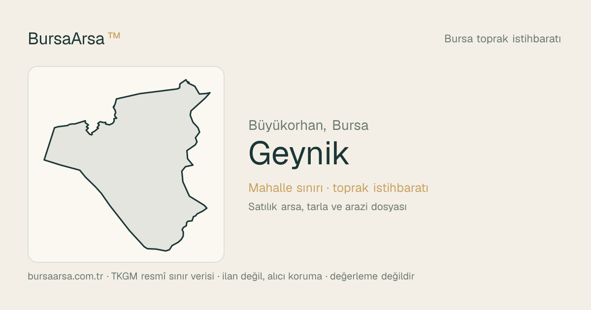 Geynik (Büyükorhan) mahalle sınırı, TKGM kadastro verisi
