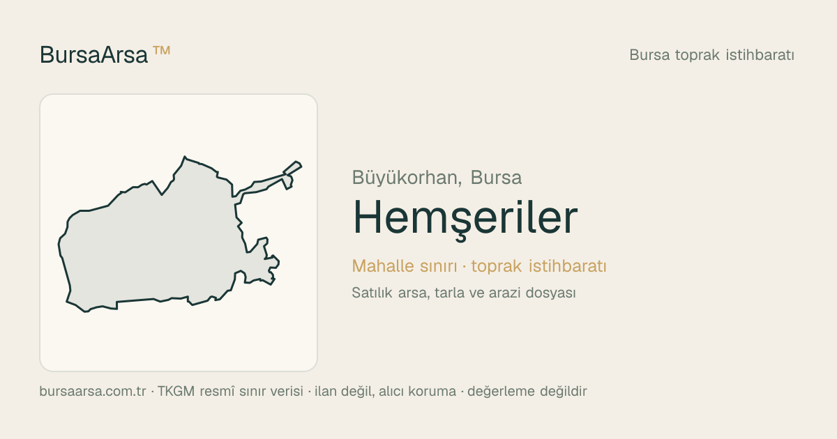 Hemşeriler (Büyükorhan) mahalle sınırı, TKGM kadastro verisi