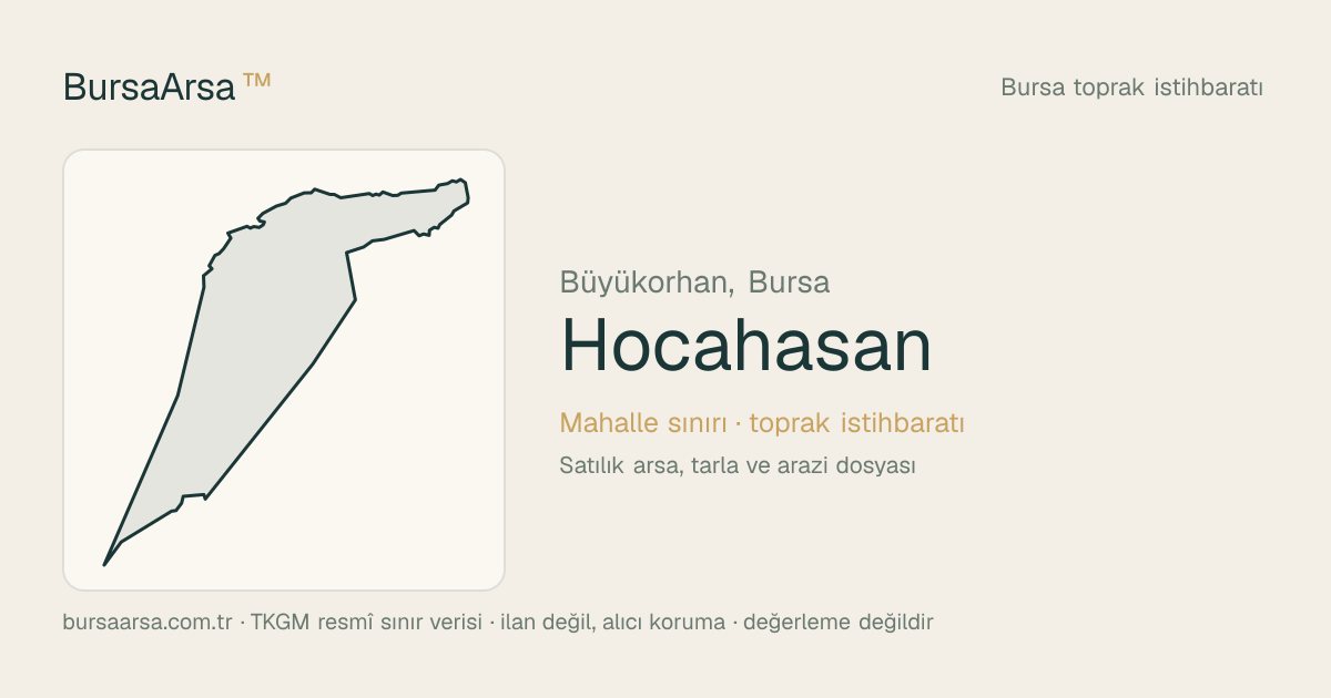 Hocahasan (Büyükorhan) mahalle sınırı, TKGM kadastro verisi
