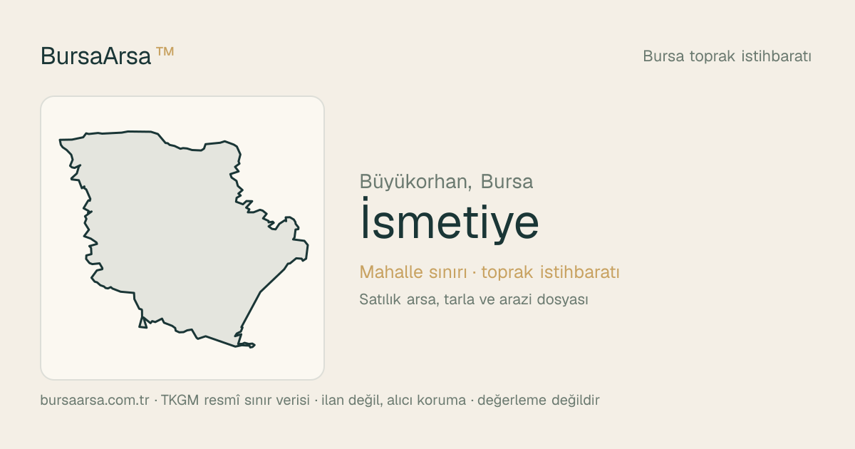 İsmetiye (Büyükorhan) mahalle sınırı, TKGM kadastro verisi