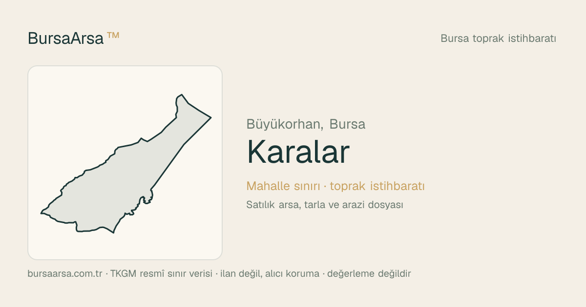 Karalar (Büyükorhan) mahalle sınırı, TKGM kadastro verisi