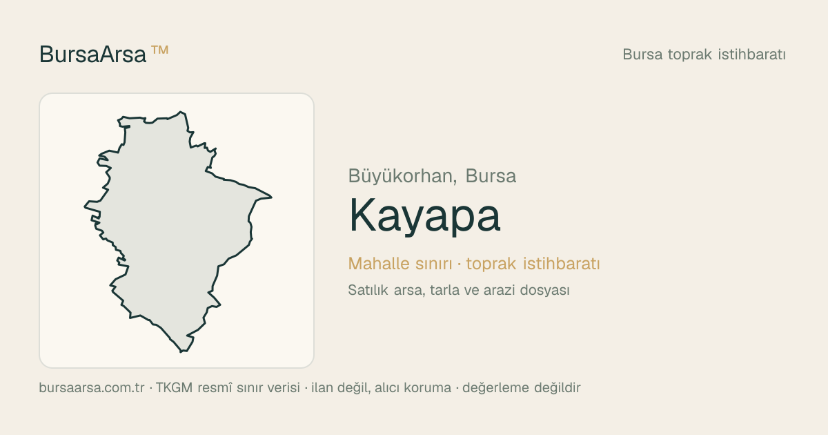 Kayapa (Büyükorhan) mahalle sınırı, TKGM kadastro verisi