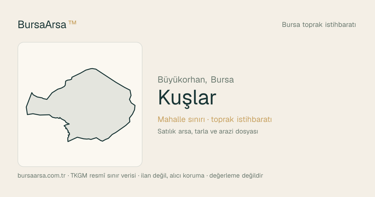 Kuşlar (Büyükorhan) mahalle sınırı, TKGM kadastro verisi
