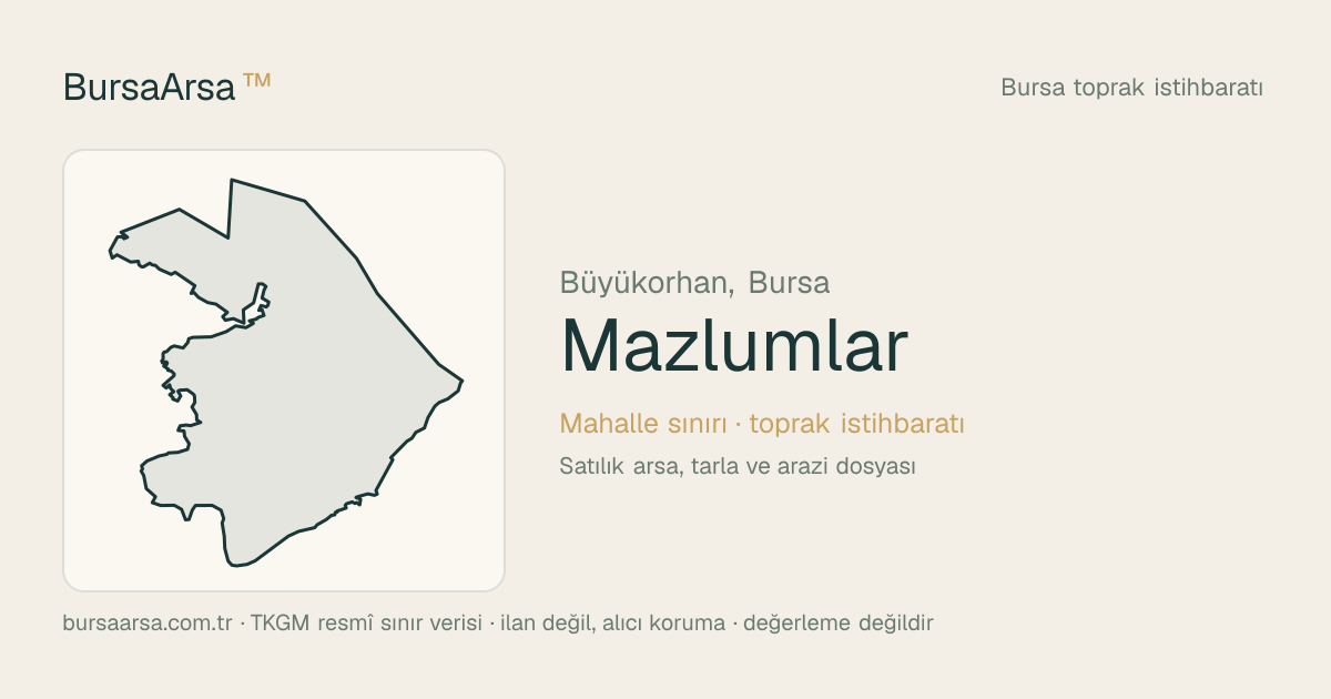 Mazlumlar (Büyükorhan) mahalle sınırı, TKGM kadastro verisi