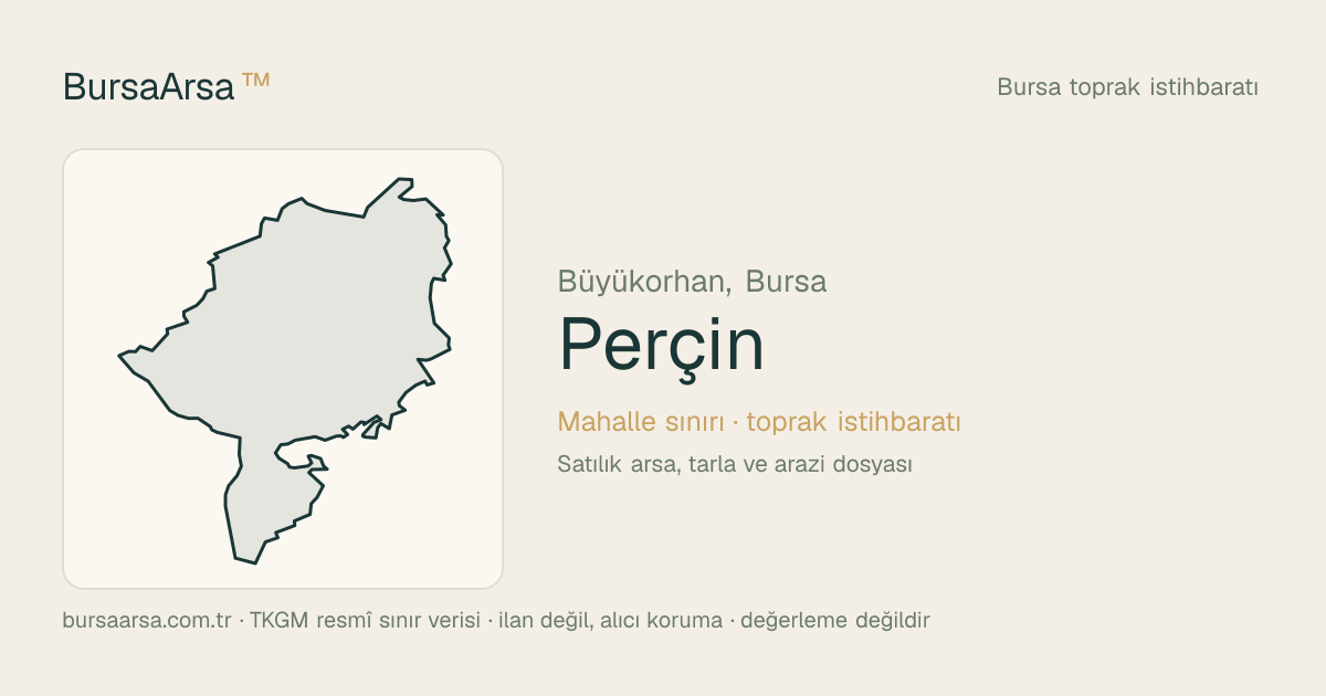 Perçin (Büyükorhan) mahalle sınırı, TKGM kadastro verisi