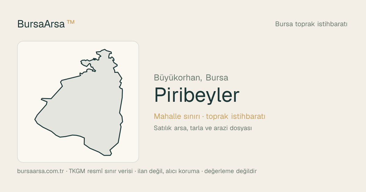 Piribeyler (Büyükorhan) mahalle sınırı, TKGM kadastro verisi