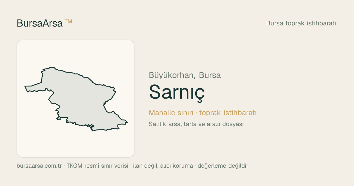 Sarnıç (Büyükorhan) mahalle sınırı, TKGM kadastro verisi