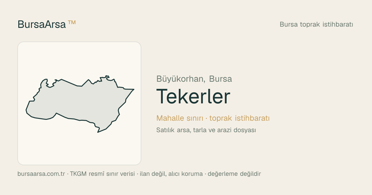 Tekerler (Büyükorhan) mahalle sınırı, TKGM kadastro verisi