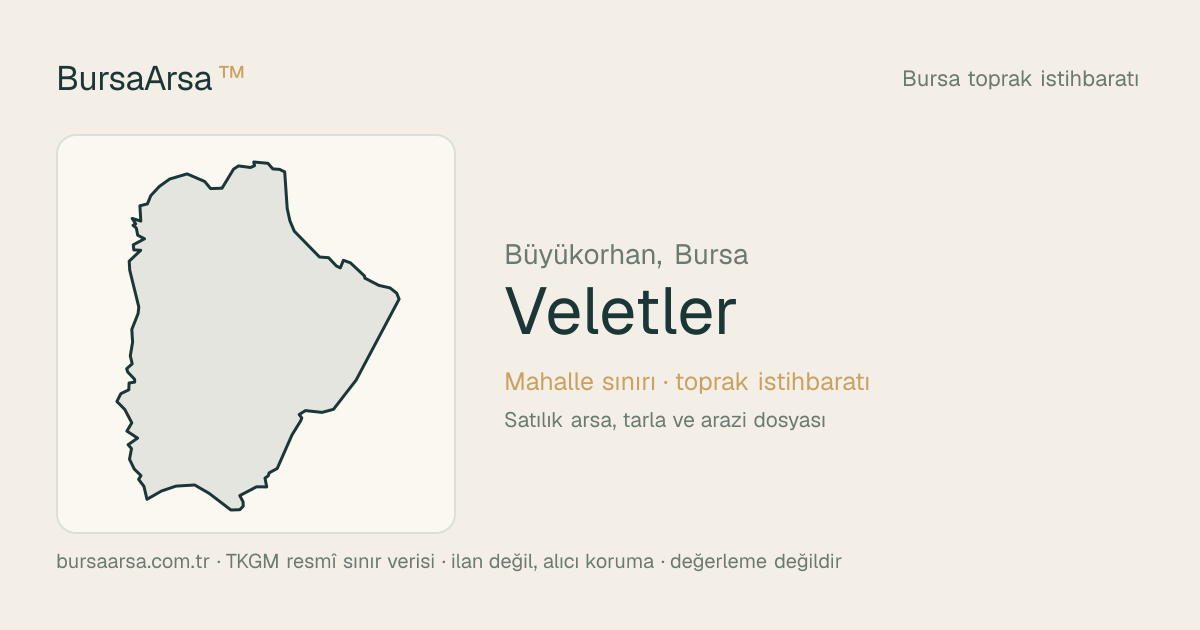 Veletler (Büyükorhan) mahalle sınırı, TKGM kadastro verisi