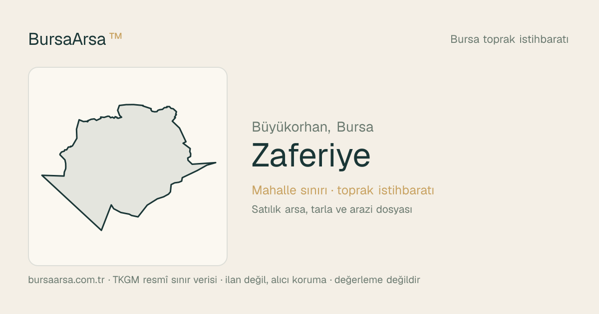 Zaferiye (Büyükorhan) mahalle sınırı, TKGM kadastro verisi