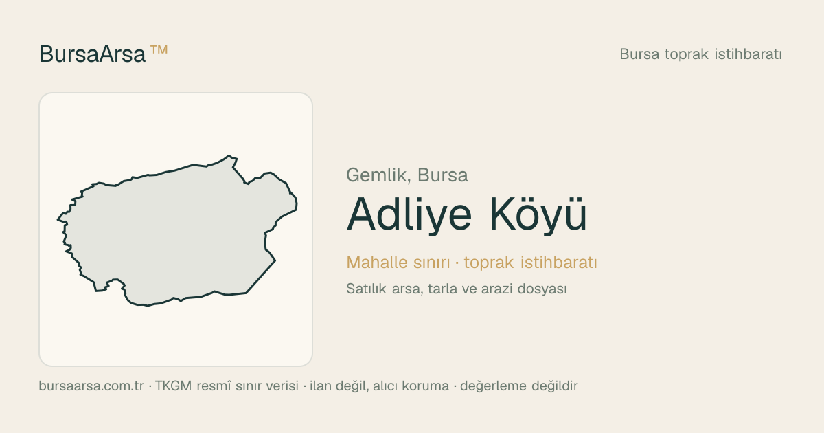 Adliye Köyü (Gemlik) mahalle sınırı, TKGM kadastro verisi
