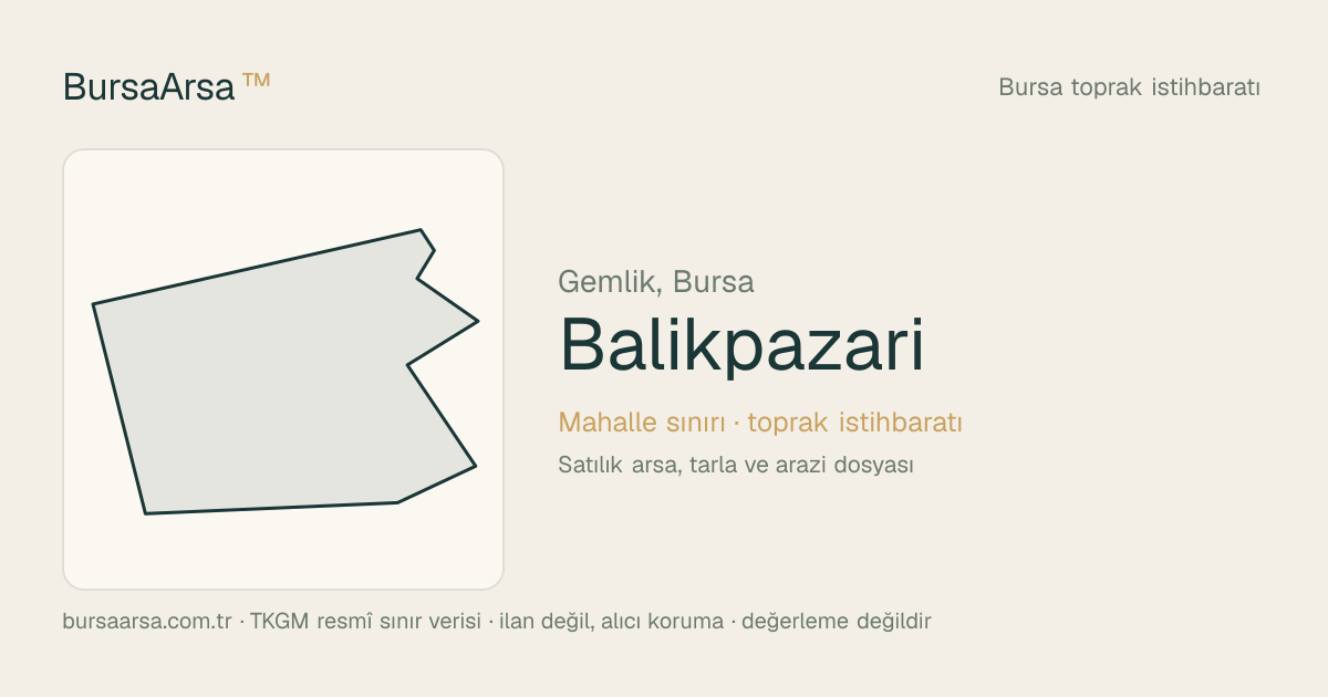 Balıkpazarı (Gemlik) mahalle sınırı, TKGM kadastro verisi