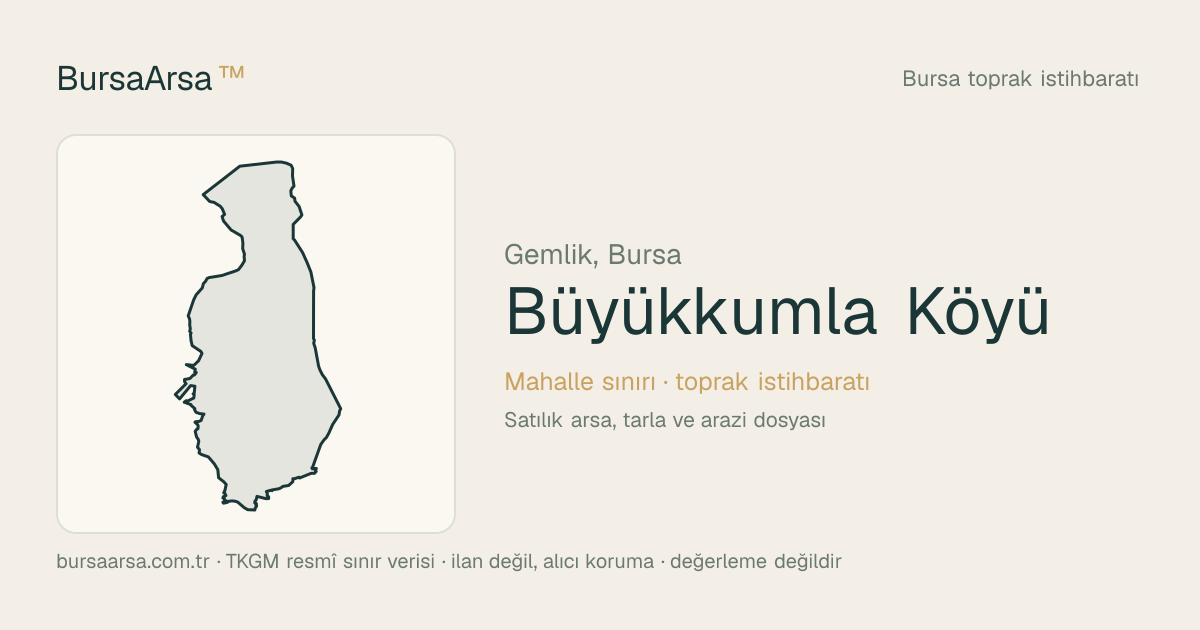 Büyükkumla Köyü (Gemlik) mahalle sınırı, TKGM kadastro verisi