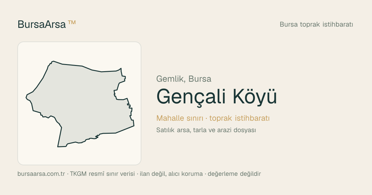 Gençali Köyü (Gemlik) mahalle sınırı, TKGM kadastro verisi