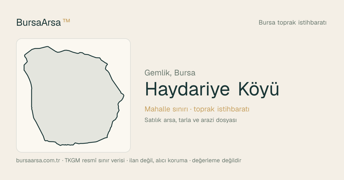 Haydariye Köyü (Gemlik) mahalle sınırı, TKGM kadastro verisi