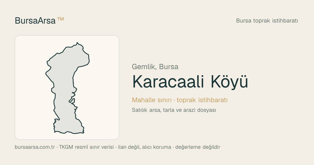 Karacaali Köyü (Gemlik) mahalle sınırı, TKGM kadastro verisi