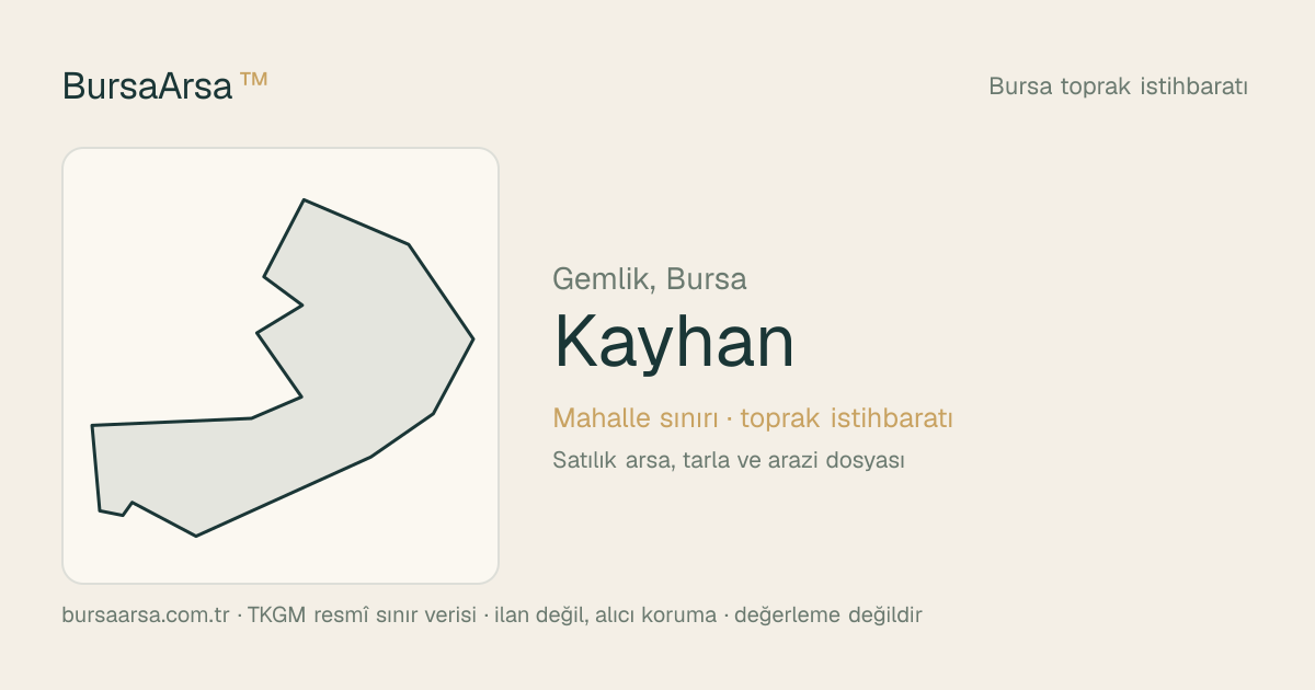 Kayhan (Gemlik) mahalle sınırı, TKGM kadastro verisi