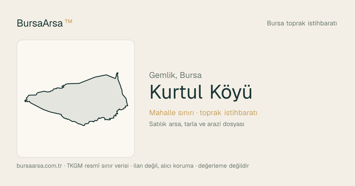 Kurtul Köyü (Gemlik) mahalle sınırı, TKGM kadastro verisi