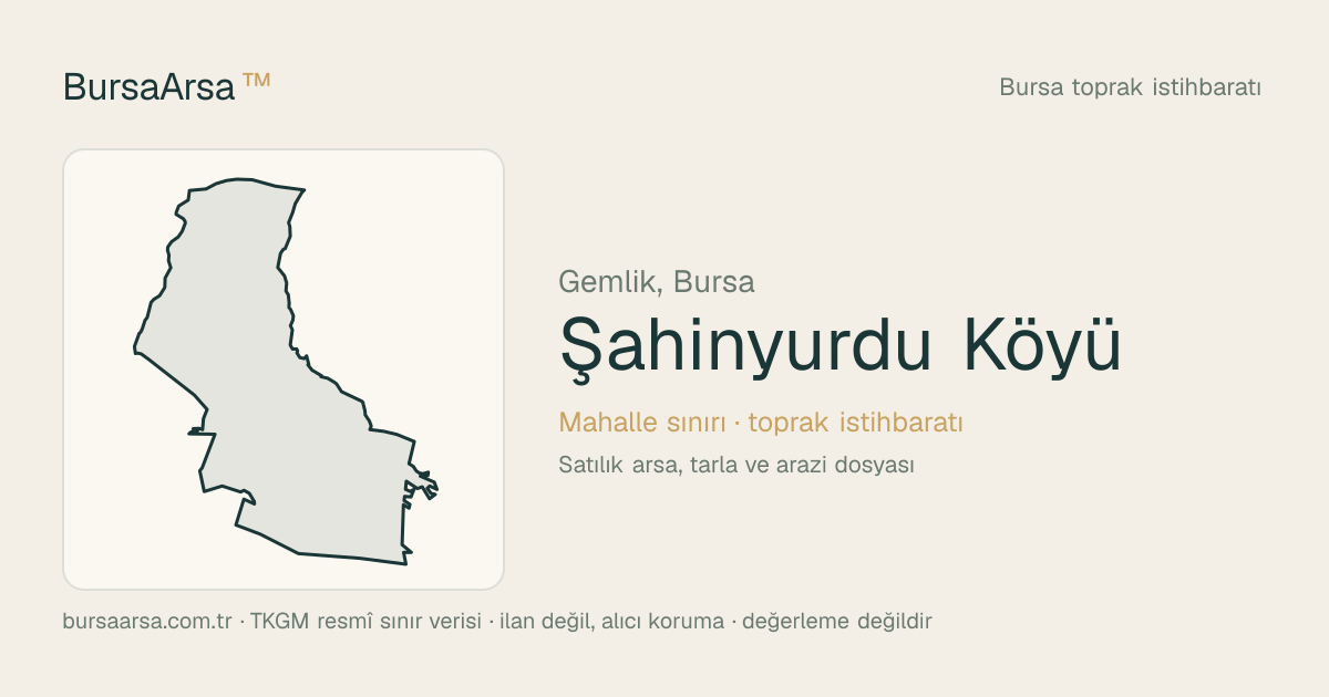 Şahinyurdu Köyü (Gemlik) mahalle sınırı, TKGM kadastro verisi