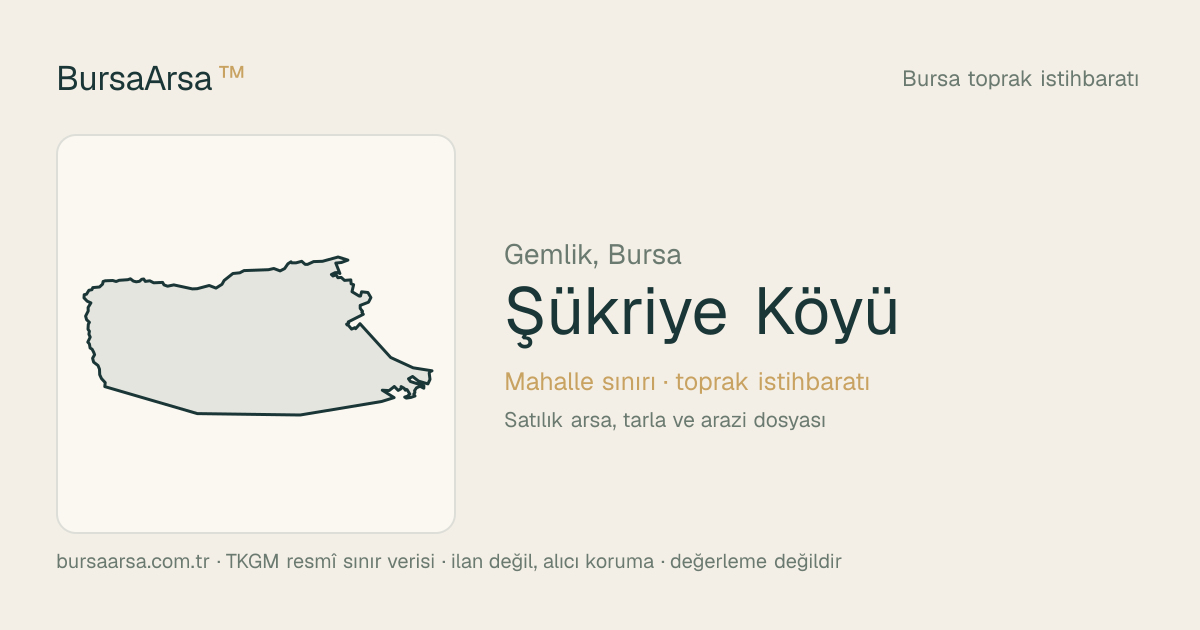 Şükriye Köyü (Gemlik) mahalle sınırı, TKGM kadastro verisi