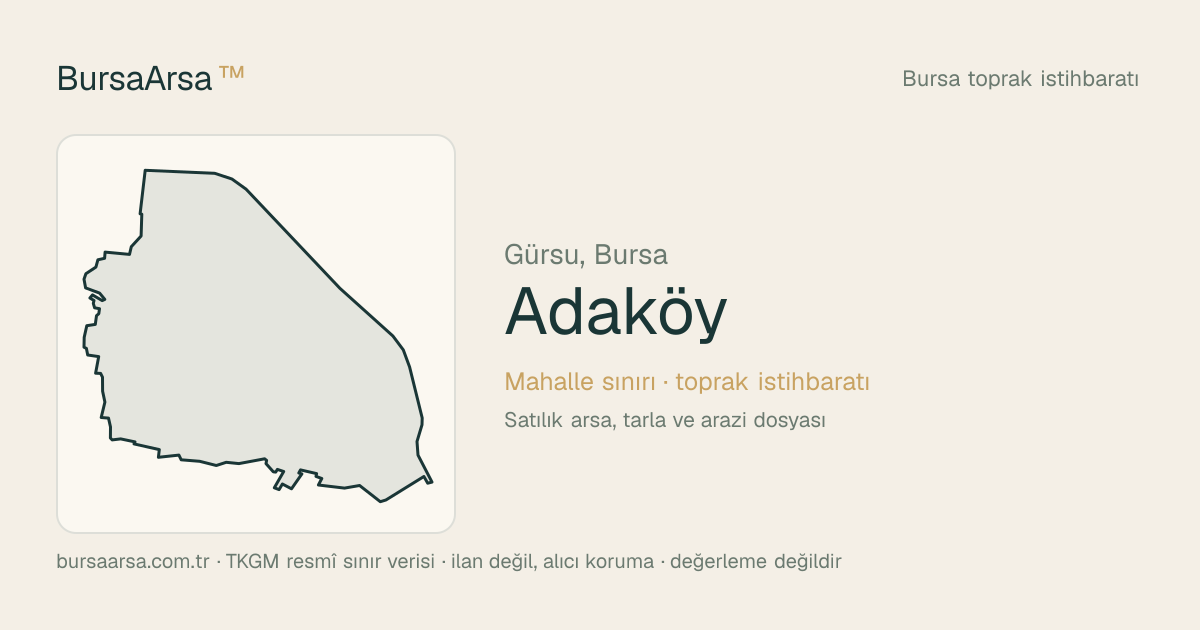 Adaköy (Gürsu) mahalle sınırı, TKGM kadastro verisi