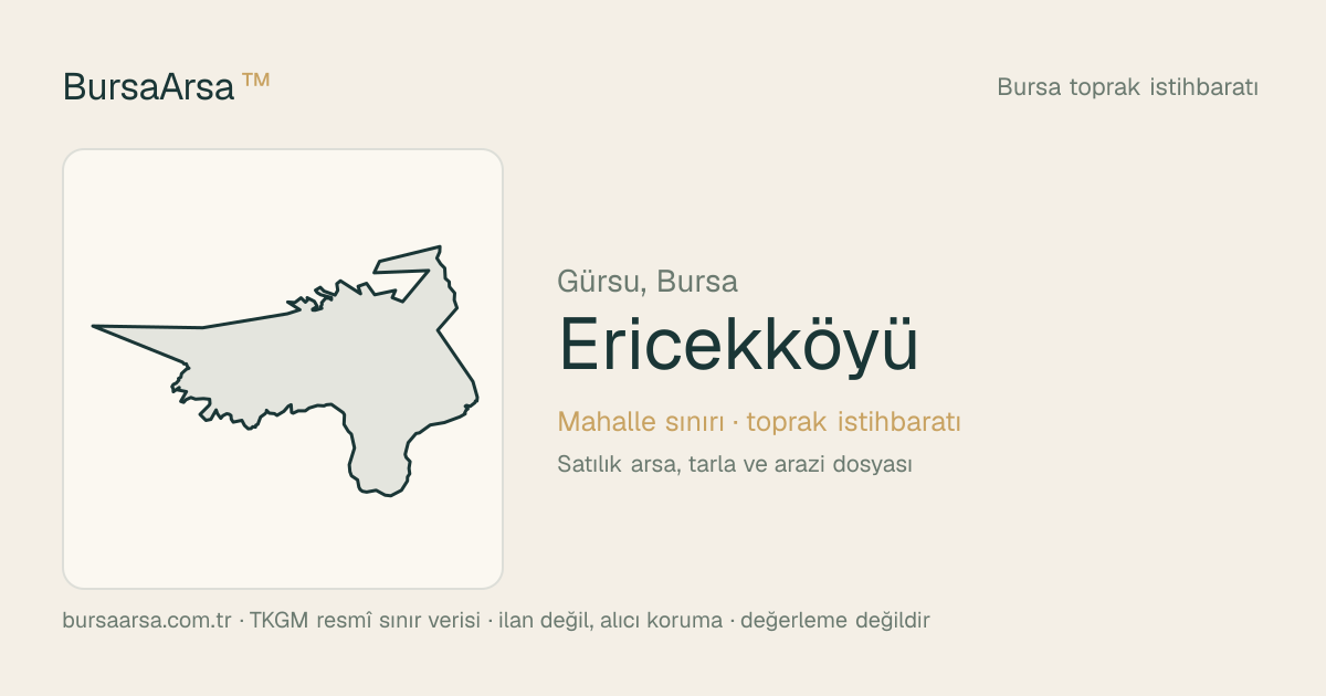 Ericekköyü (Gürsu) mahalle sınırı, TKGM kadastro verisi