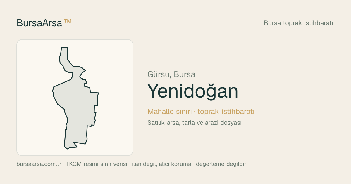Yenidoğan (Gürsu) mahalle sınırı, TKGM kadastro verisi