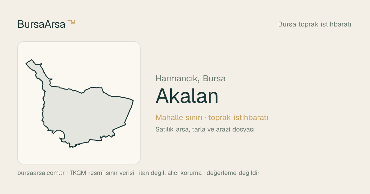 Akalan (Harmancık) mahalle sınırı, TKGM kadastro verisi