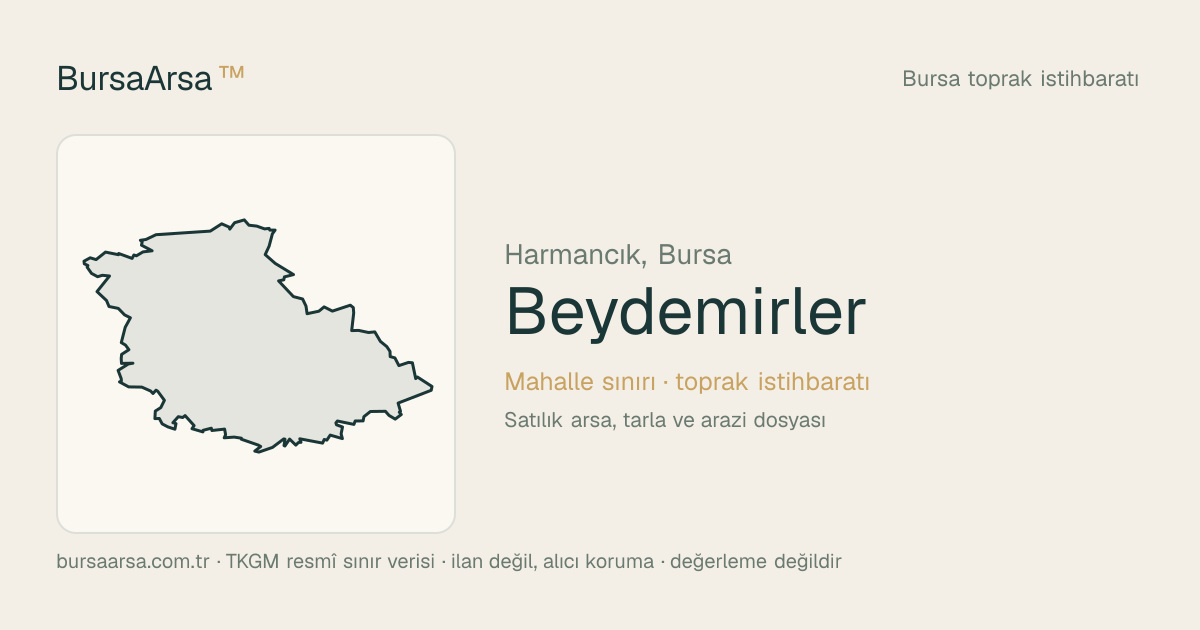 Beydemirler (Harmancık) mahalle sınırı, TKGM kadastro verisi