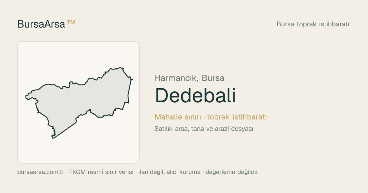 Dedebali (Harmancık) mahalle sınırı, TKGM kadastro verisi
