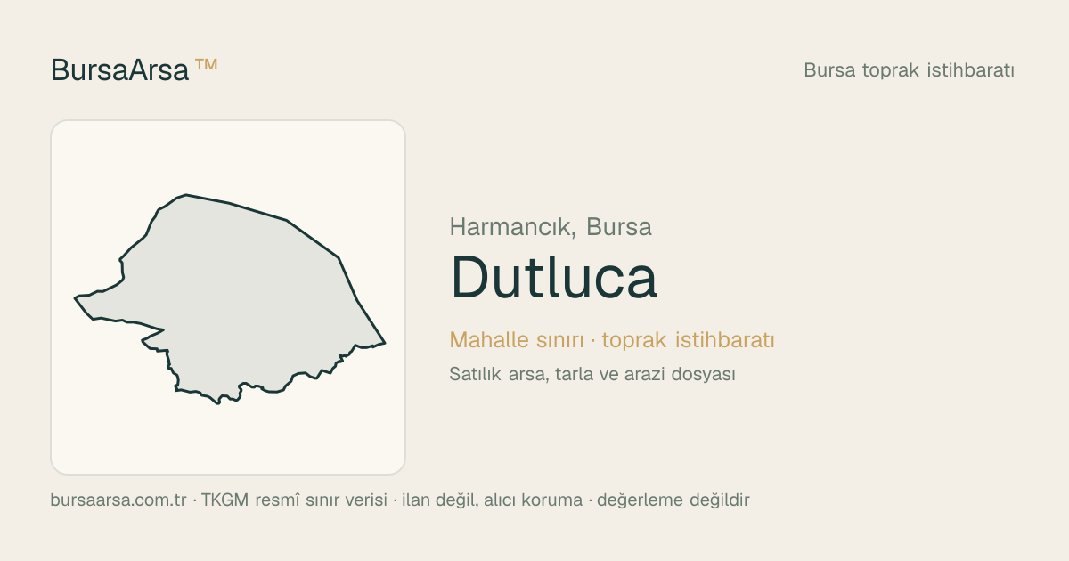 Dutluca (Harmancık) mahalle sınırı, TKGM kadastro verisi