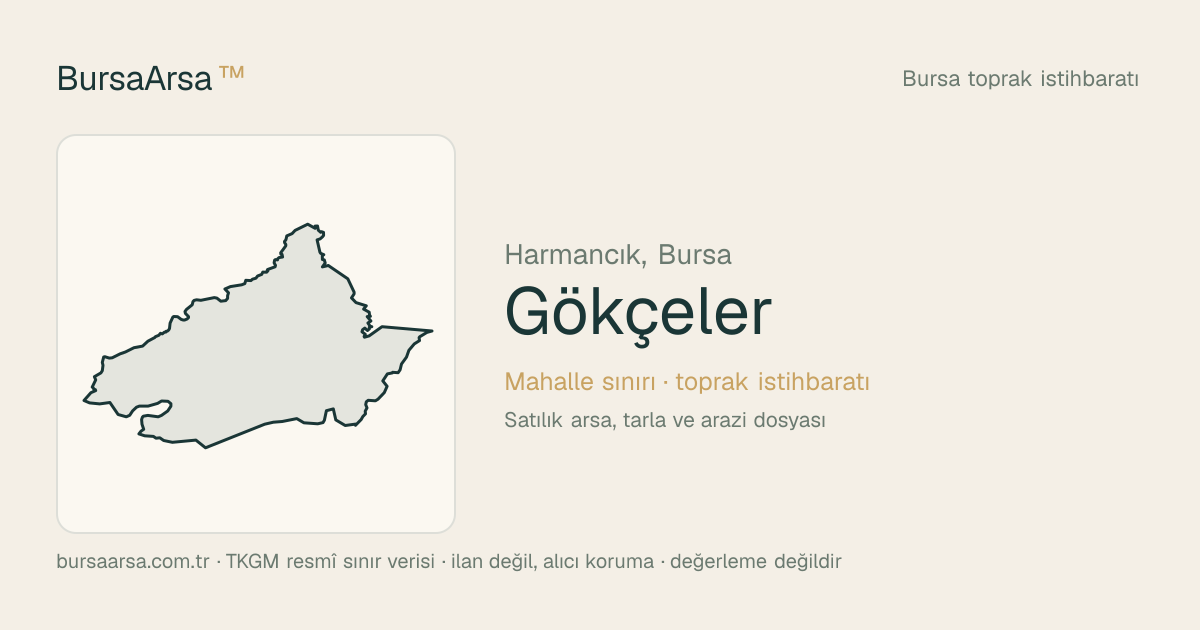 Gökçeler (Harmancık) mahalle sınırı, TKGM kadastro verisi