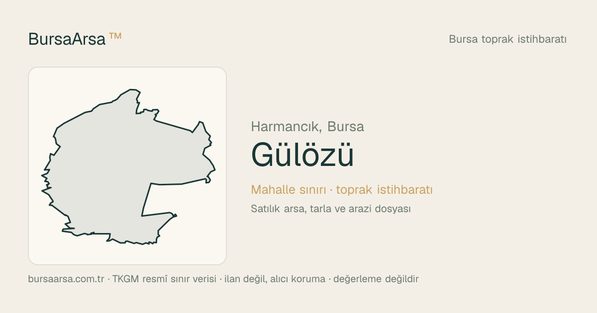 Gülözü (Harmancık) mahalle sınırı, TKGM kadastro verisi