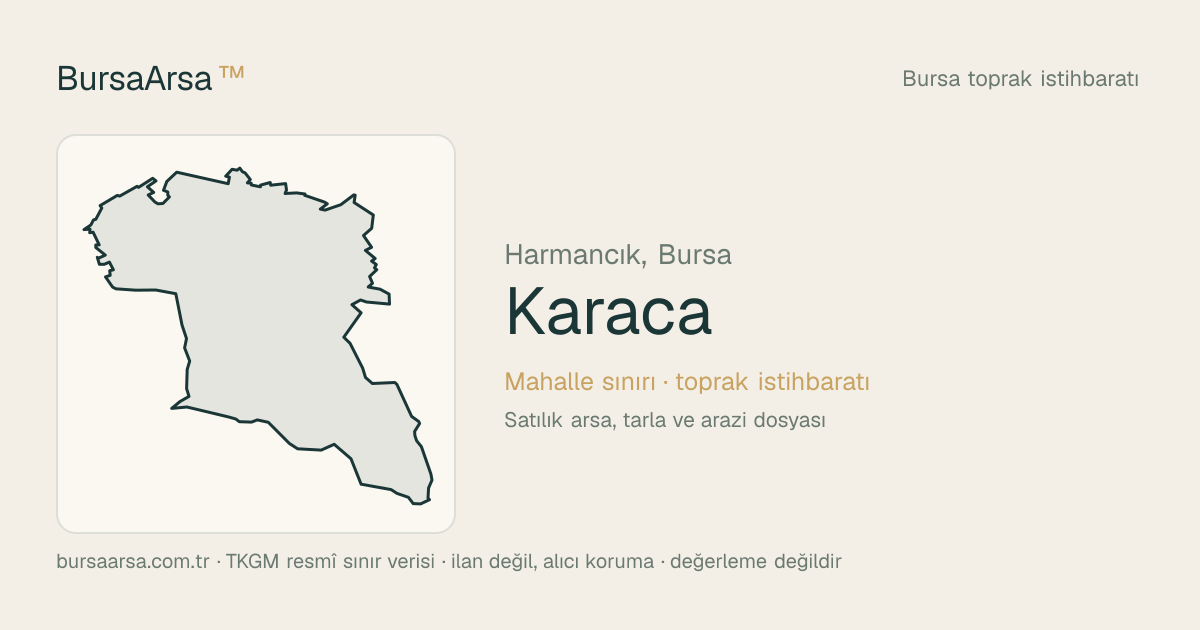 Karaca (Harmancık) mahalle sınırı, TKGM kadastro verisi