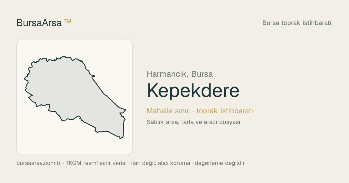 Kepekdere (Harmancık) mahalle sınırı, TKGM kadastro verisi