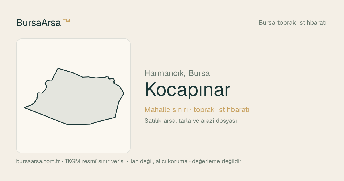 Kocapınar (Harmancık) mahalle sınırı, TKGM kadastro verisi