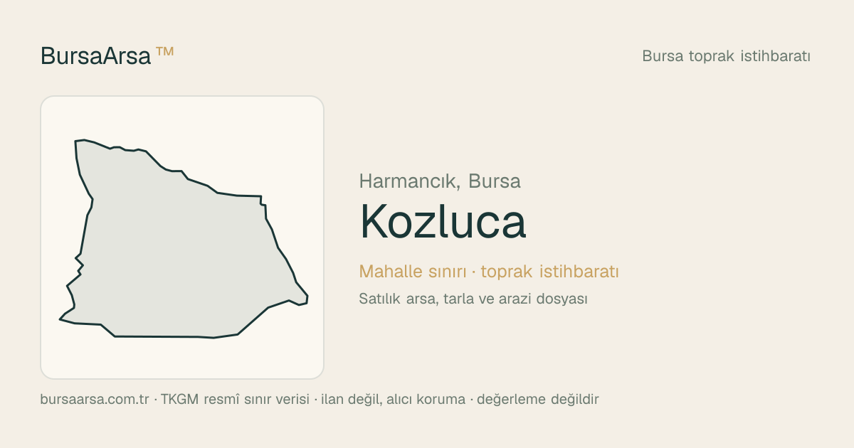 Kozluca (Harmancık) mahalle sınırı, TKGM kadastro verisi
