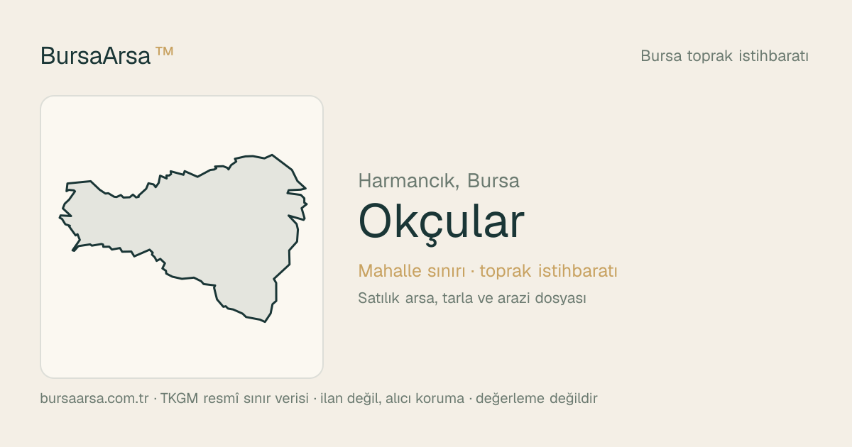 Okçular (Harmancık) mahalle sınırı, TKGM kadastro verisi