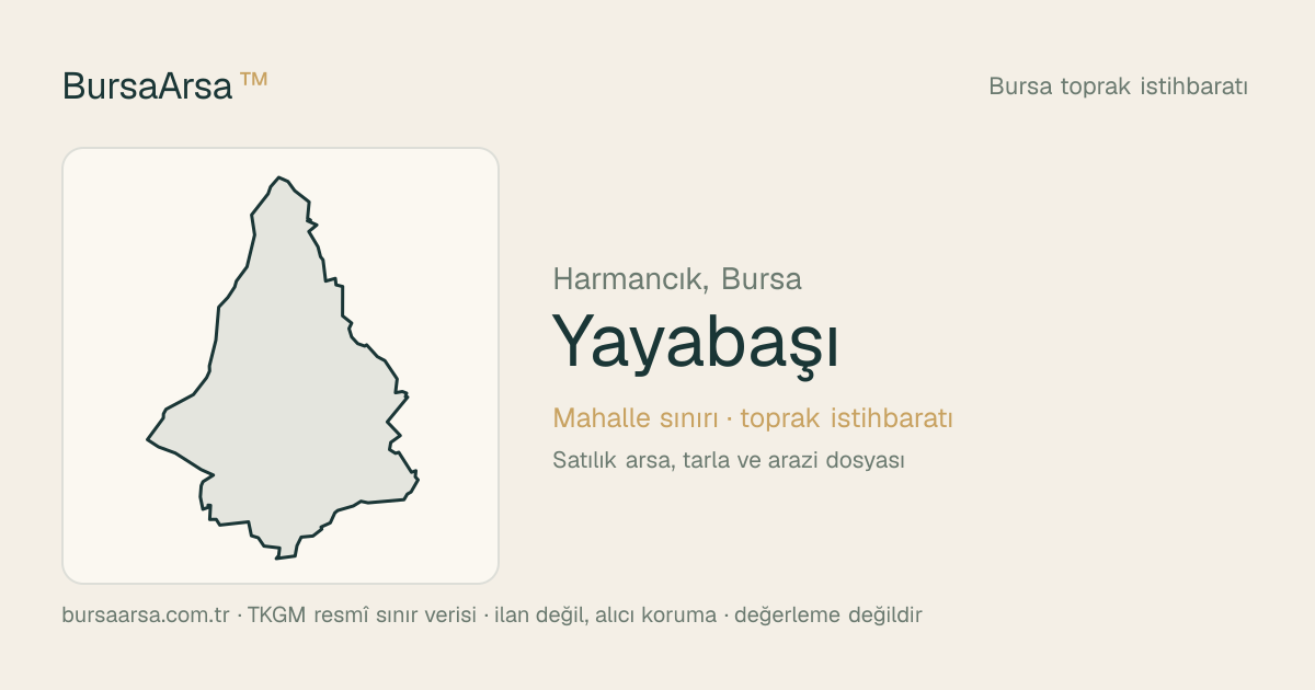 Yayabaşı (Harmancık) mahalle sınırı, TKGM kadastro verisi