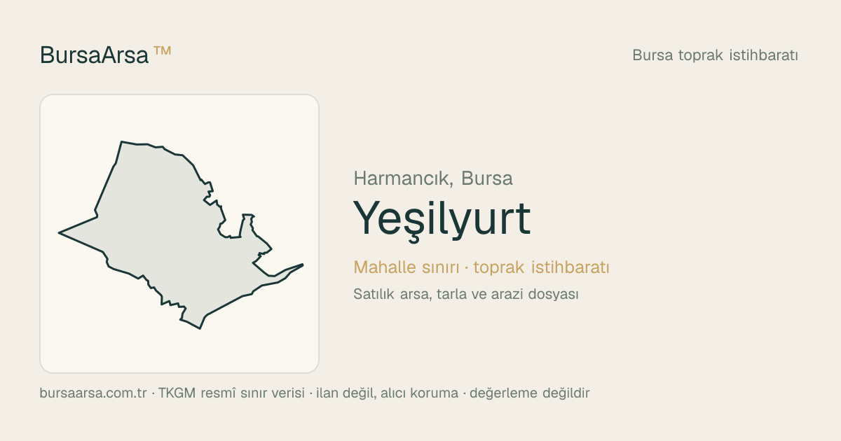 Yeşilyurt (Harmancık) mahalle sınırı, TKGM kadastro verisi