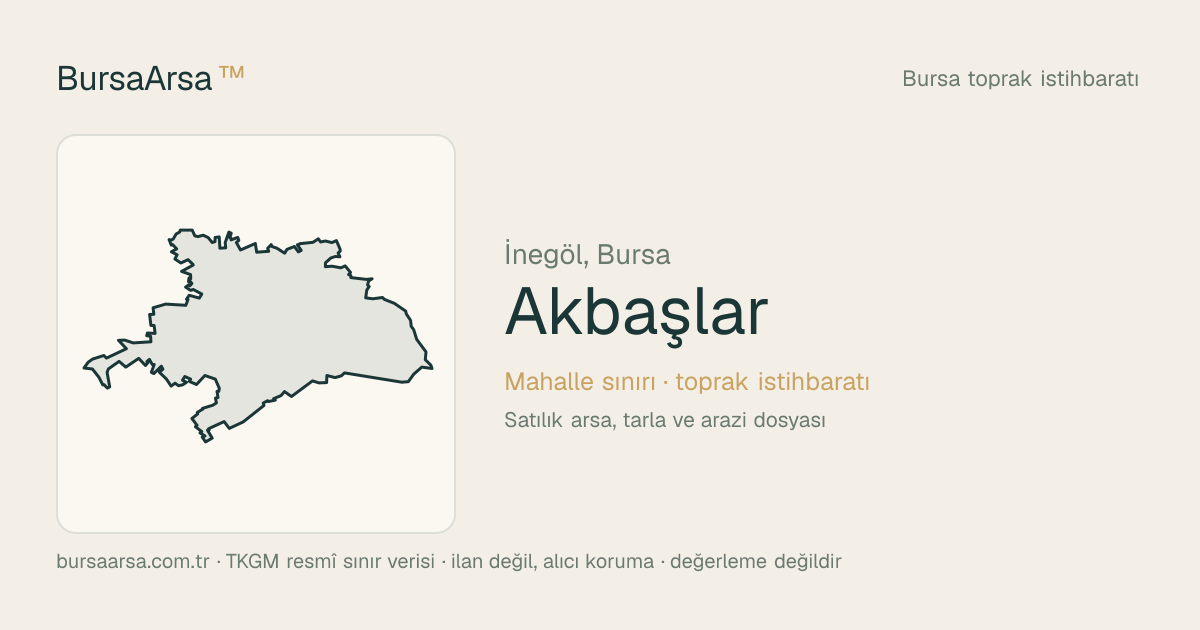 Akbaşlar (İnegöl) mahalle sınırı, TKGM kadastro verisi