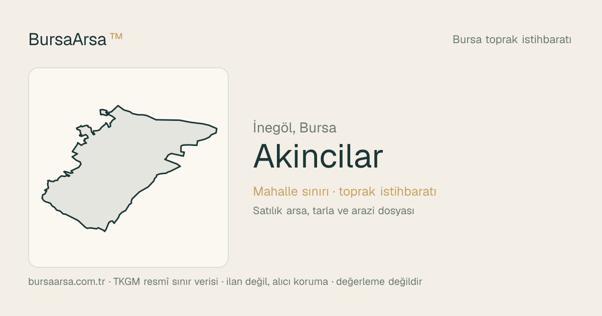 Akıncılar (İnegöl) mahalle sınırı, TKGM kadastro verisi