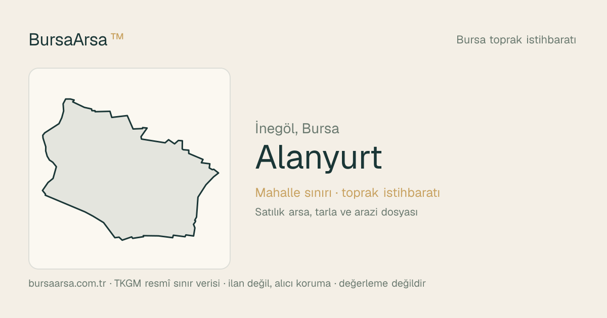 Alanyurt (İnegöl) mahalle sınırı, TKGM kadastro verisi